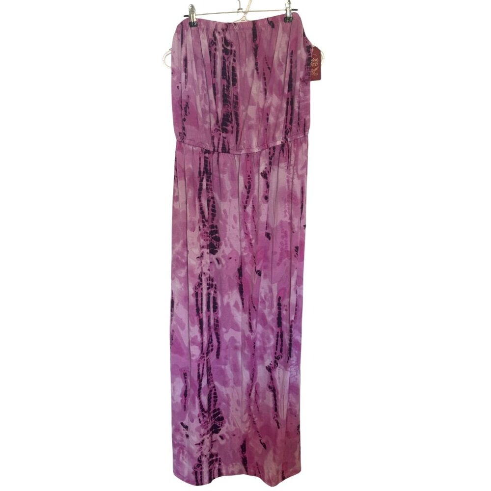 Faded Glory NWT Tie Dye Strapless Maxi Dress Casual Long Pink Purple Sz XXL